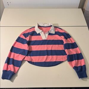Old Navy Pink and Blue Striped Polo
